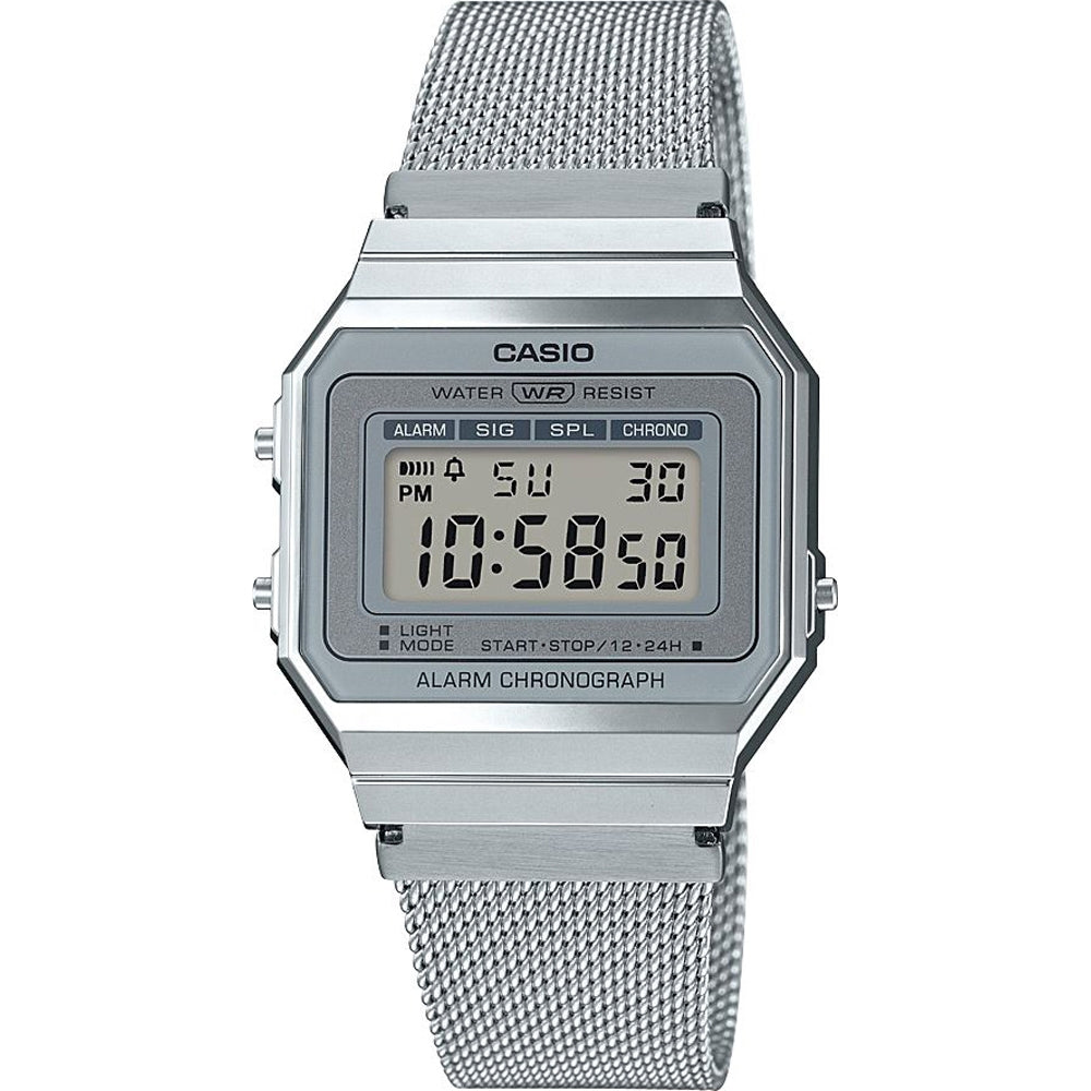 CASIO VINTAGE ICONIC SLIM DESIGN - SILVER MESH A700WEM-7AEF