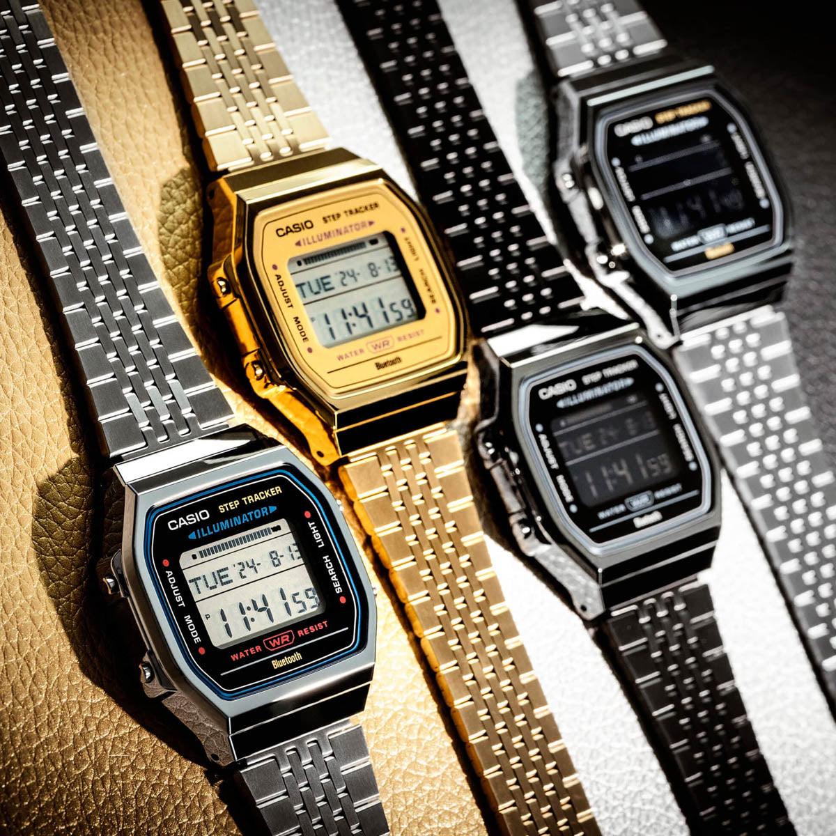 CASIO VINTAGE BLUETOOTH® SMARTPHONE LINK - TĒRAUDS - iebūvēts akselerometrs uztver ķermeņa kustības + soļu skaitītājs - MELNS ABL-100WE-1BEF