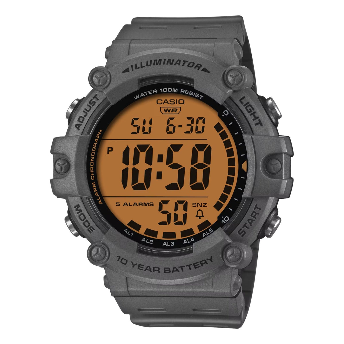 CASIO SPORT DIVER - ILLUMINATOR WORLDTIME 10 GADU BATERIJA - KRĀSU SĒRIJA - PELĒKS AE-1500WHC-8AVEF