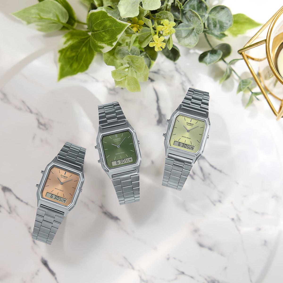 CASIO VINTAGE EDGY COLLECTION SUNRAY CIPFERBLATS - ZAĻŠ SŪNAS AQ-230A-3AMQYES