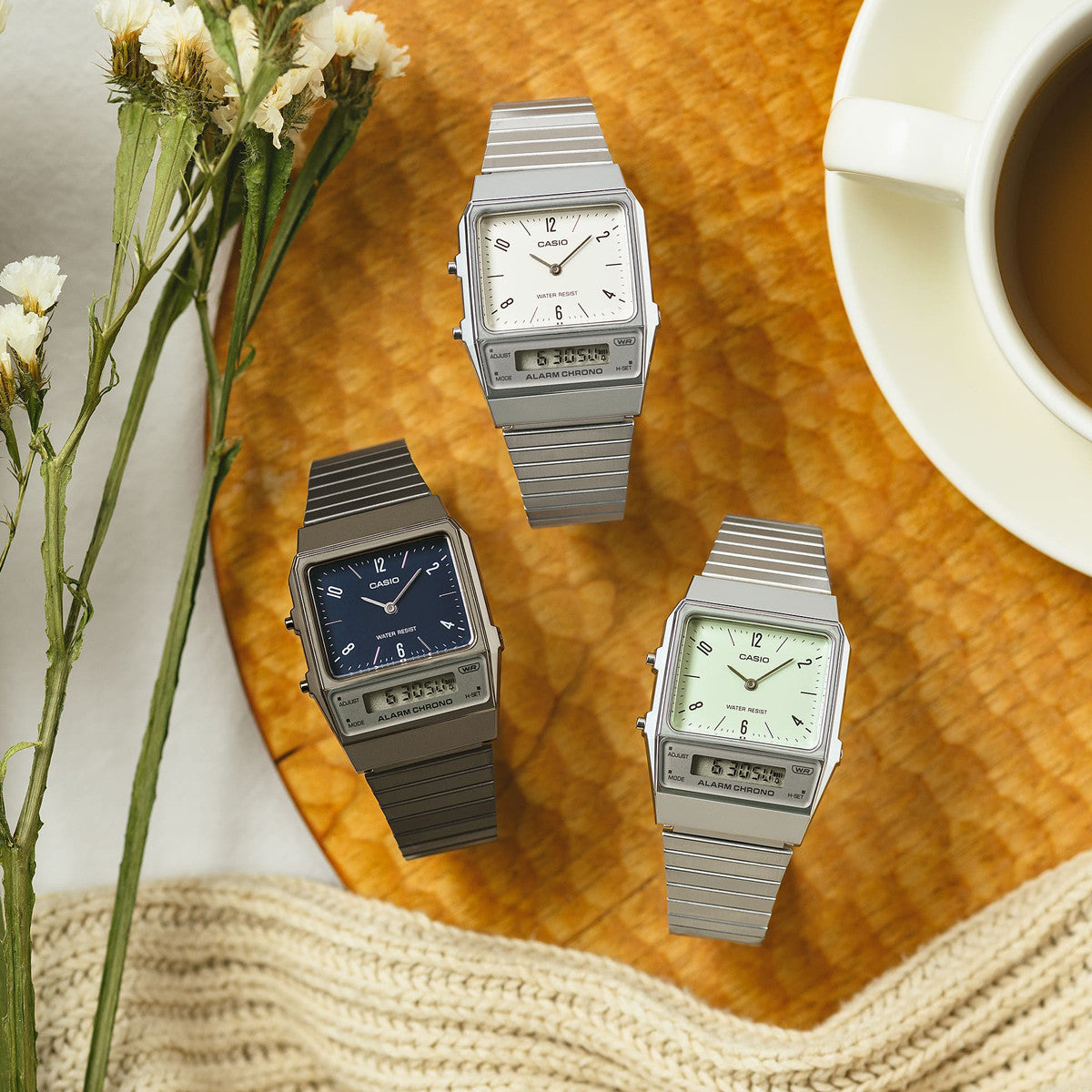 CASIO VINTAGE EDGY COLLECTION - CREAM AQ-800E-7A2EF