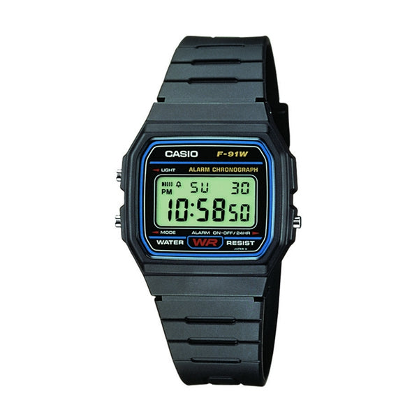 CASIO VINTAGE F-91 С ПОЛИМЕРНЫМ РЕМЕШКОМ - СИНИЙ КОРПУС F-91W-1YEG