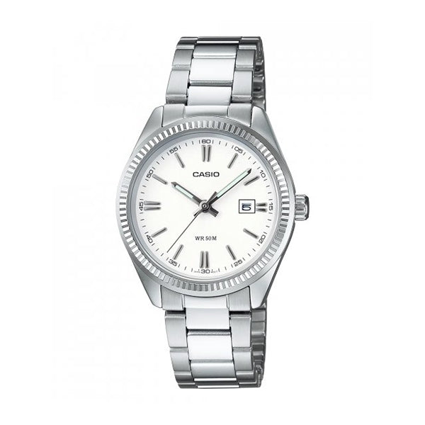 CASIO COLLECTION LADY DATE - WHITE LTP-1302PD-7A1VEG