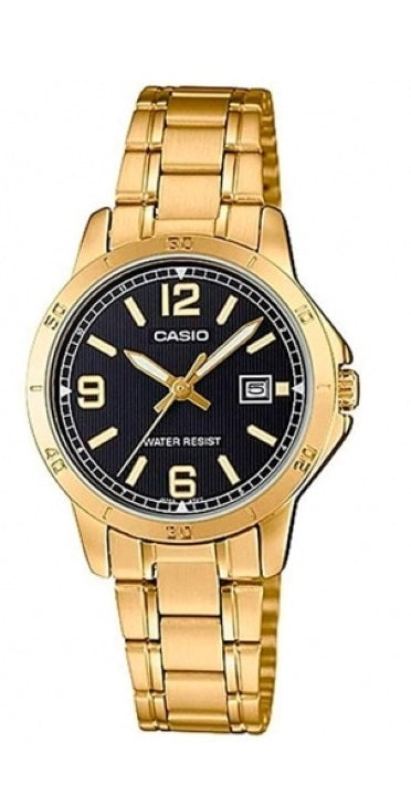 CASIO COLLECTION LADY DATE, ЗОЛОТО - ЧЕРНЫЙ LTP-V004G-1BUDF