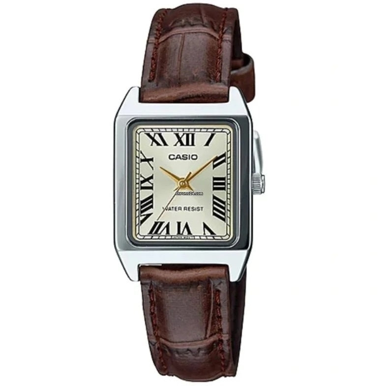 CASIO COLLECTION LADY TANK, ALLOY, LEATHER - CHAMPAGNE LTP-V007L-9BUDF