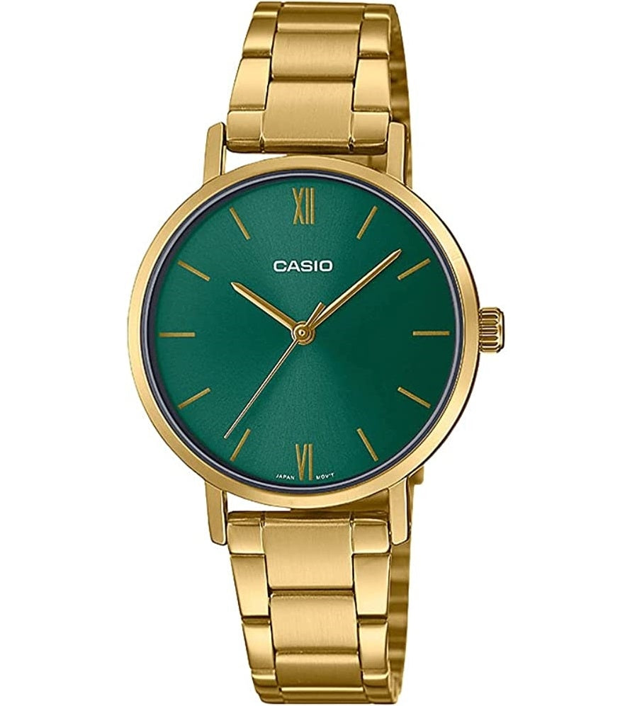 CASIO COLLECTION LADY EASY TIME - GOLD, GREEN LTP-VT02G-3AUDF