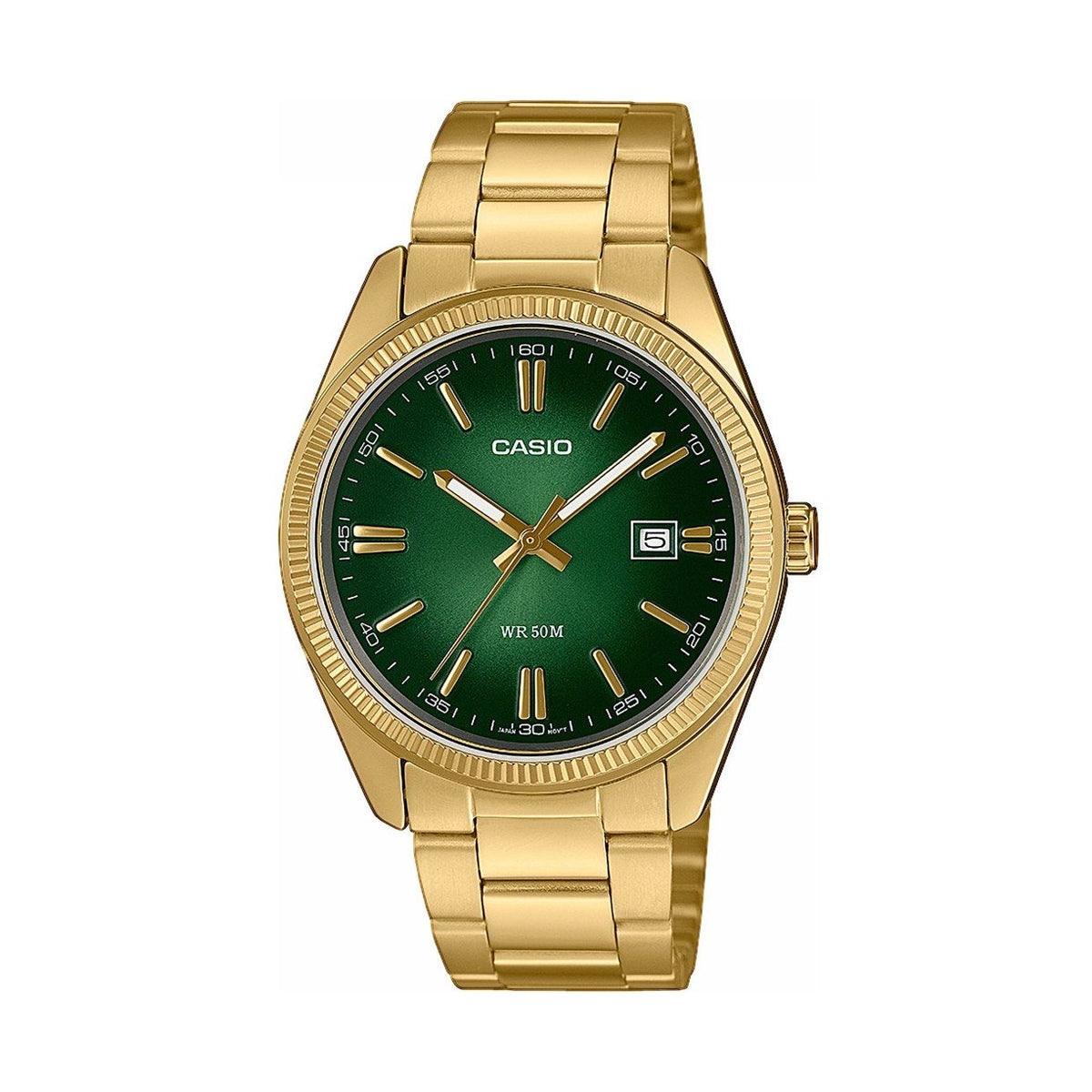 CASIO COLLECTION DATE, GOLD - GREEN MTP-1302PGC-3AVEF