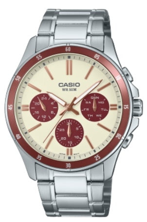 CASIO COLLECTION MULTIFUNCTION CALENDAR - CHAMPAGNE & BORDEAUX MTP-1374D-5A2VDF