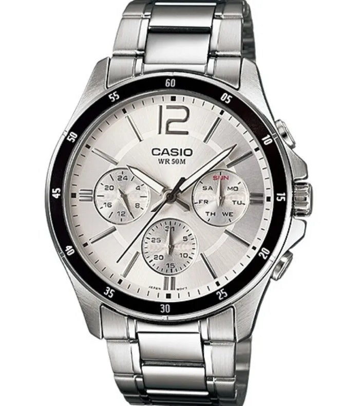 CASIO COLLECTION МНОГОФУНКЦИОНАЛЬНЫЙ КАЛЕНДАРЬ - СЕРЕБРЯНЫЕ MTP-1374D-7AVDF