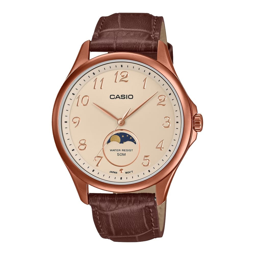 CASIO COLLECTION MOONPHASES - КОЖА, БРОНЗА MTP-M110RL-5AVER