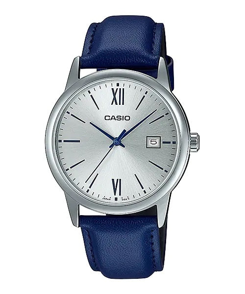 CASIO COLLECTION DATE, LEATHER - SILVER MTP-V002L-2B3UDF