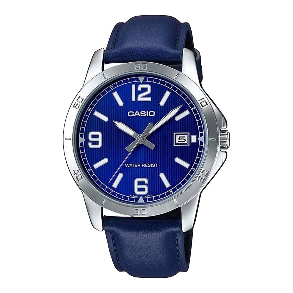 CASIO COLLECTION CASUAL DATE, LEATHER - BLUE MTP-V004L-2BUDF