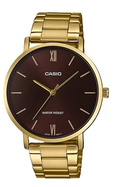CASIO COLLECTION MINIMĀLAIS ZELTA - BRŪNS MTP-VT01G-5BUDF