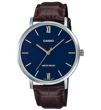 CASIO COLLECTION MINIMAL, КОЖА – СИНИЙ MTP-VT01L-2BUDF