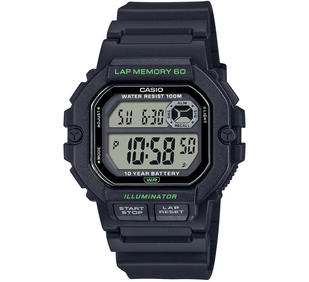 CASIO SPORT ILLUMINATOR LAP MEMORY 60 - BLACK WS-1400H-1AVCF