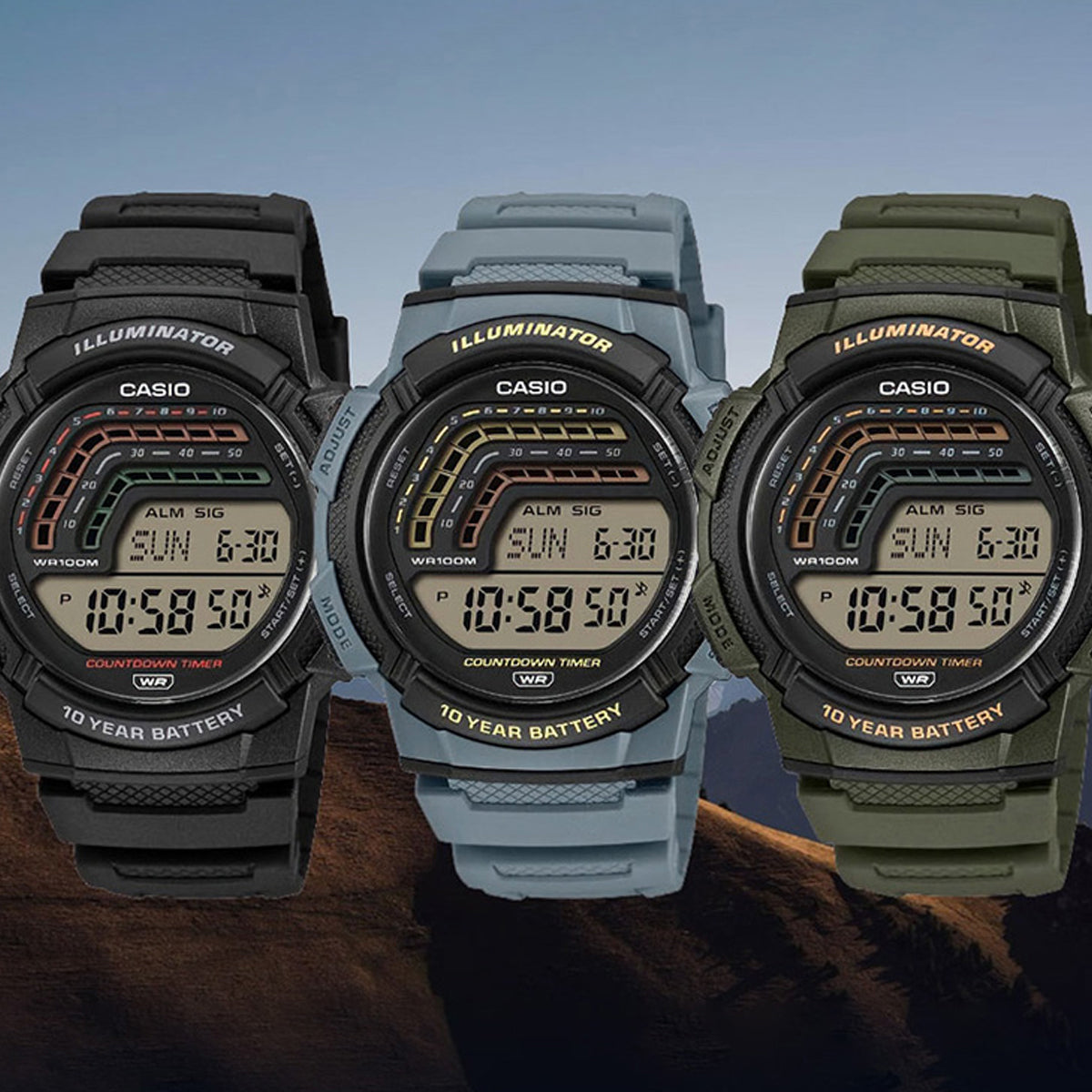 CASIO SPORT ILLUMINATOR - 10 GADU BATERIJA - ZAĻŠ WS-1800-3AVEF