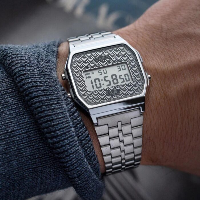 CASIO VINTAGE ICONIC - TRADITIONAL SEIGAIHA PATTERN Limited Edition - GREY A159WEVJ-7ER