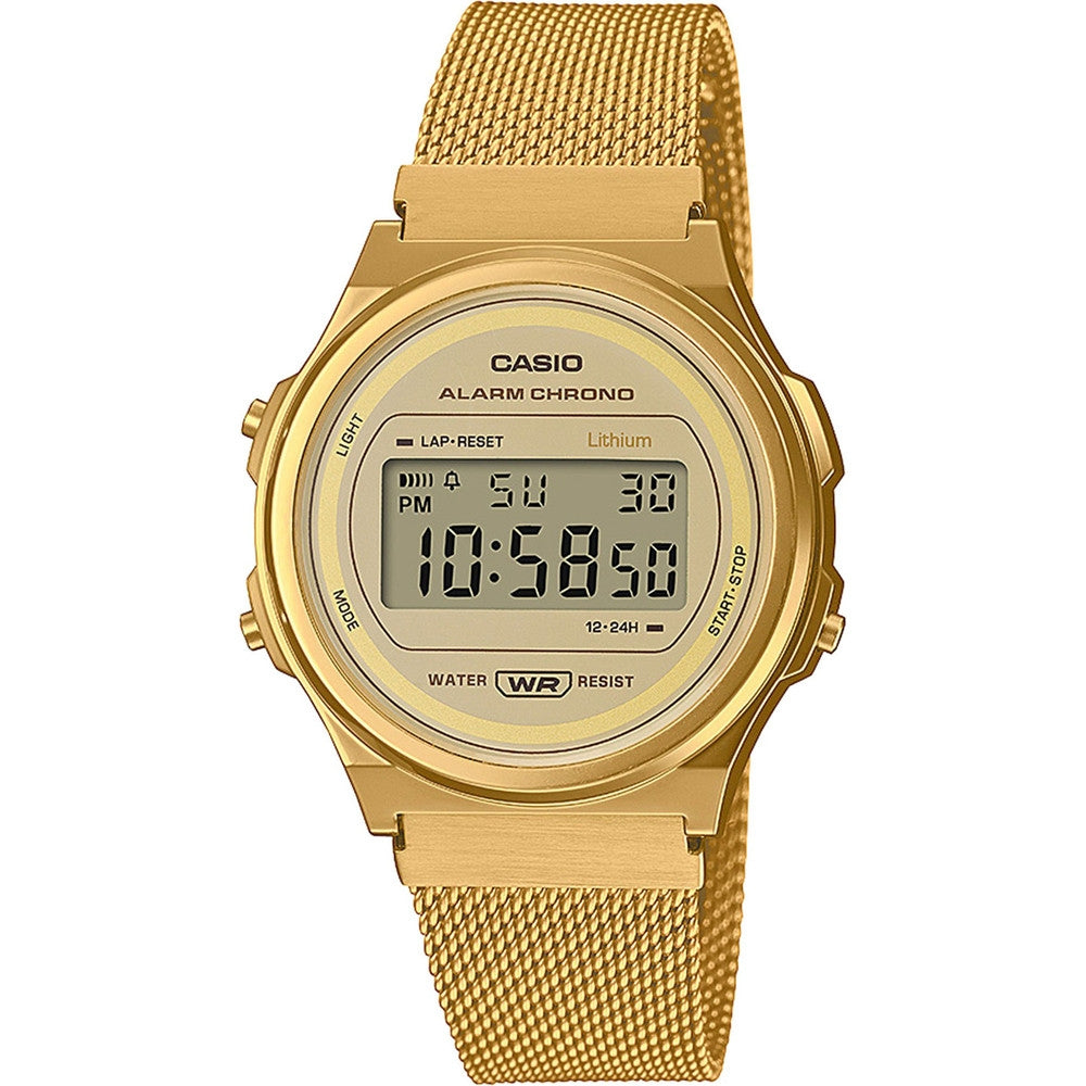 CASIO VINTAGE ROUND - ЗОЛОТОЙ МЕТАЛЛИЧЕСКИЙ БРАСЛЕТ A171WEMG-9AEF