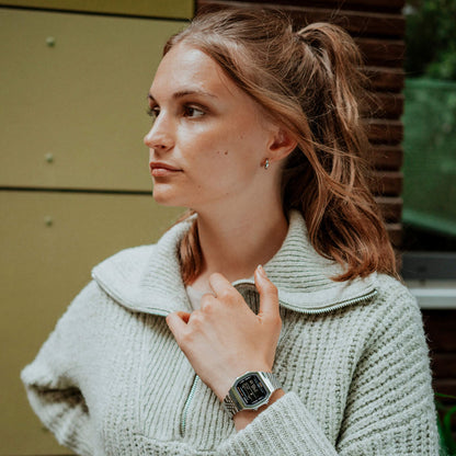 CASIO VINTAGE BLUETOOTH® SMARTPHONE LINK - TĒRAUDS - iebūvēts akselerometrs uztver ķermeņa kustības + soļu skaitītājs - MELNS ABL-100WE-1BEF