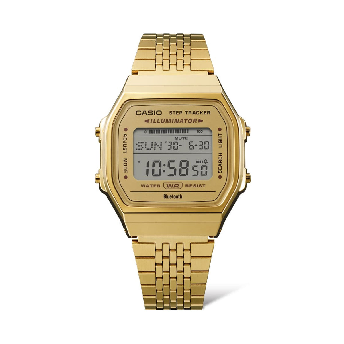 CASIO VINTAGE BLUETOOTH® SMARTPHONE LINK - GOLD - built-in accelerometer senses body movements + steps counter - GOLD ABL-100WEG-9AEF