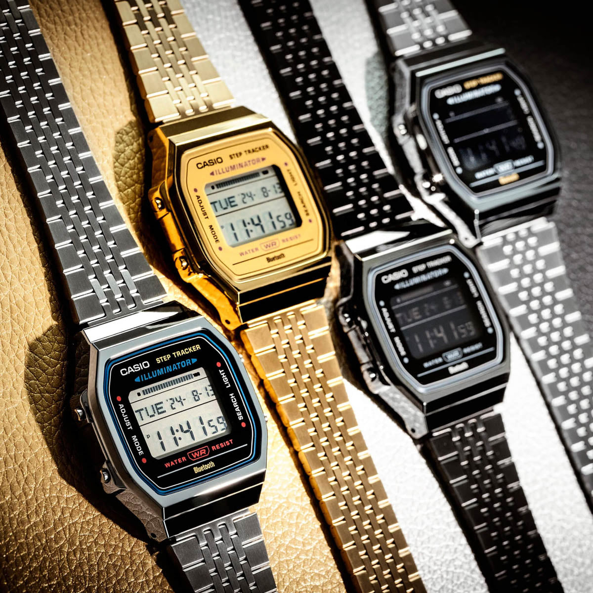 CASIO VINTAGE BLUETOOTH® SMARTPHONE LINK - GOLD - built-in accelerometer senses body movements + steps counter - GOLD ABL-100WEG-9AEF