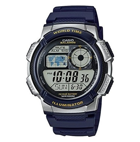 CASIO SPORT DIVER - WORLD TIME ILLUMINATOR 5 MODINĀTĀJI, 10 GADU BATERIJA - NIGHT BLUE AE-1000W-2AVDF