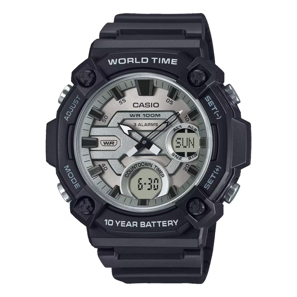 CASIO SPORT OVERSIZE 10 YEAR BATTERY - SILVER AEQ-120W-7AVDF