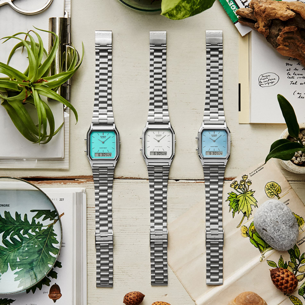 CASIO VINTAGE EDGY COLLECTION SUNRAY CIPFERBLATS – GAIŠI ZILS AQ-230A-2A1MQYES