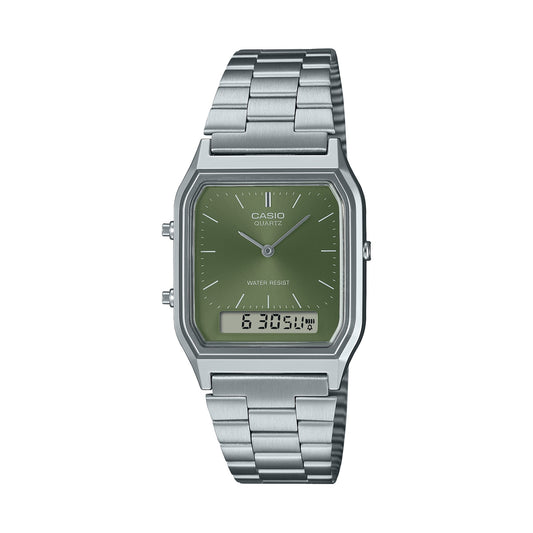 CASIO VINTAGE EDGY COLLECTION SUNRAY DIAL - GREEN MOSS AQ-230A-3AMQYES