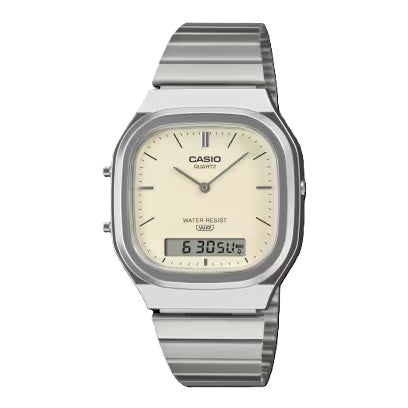 CASIO VINTAGE EDGY NOAPAĻOTS KVADRĀTS - SUDRABA KRĀSA AQ-240E-7A2EF