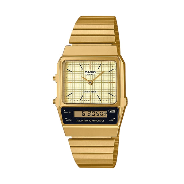 CASIO VINTAGE EDGY COLLECTION РЕТРО-ЦИФЕРБЛАТ — ЗОЛОТЫЕ AQ-800EG-9AEF