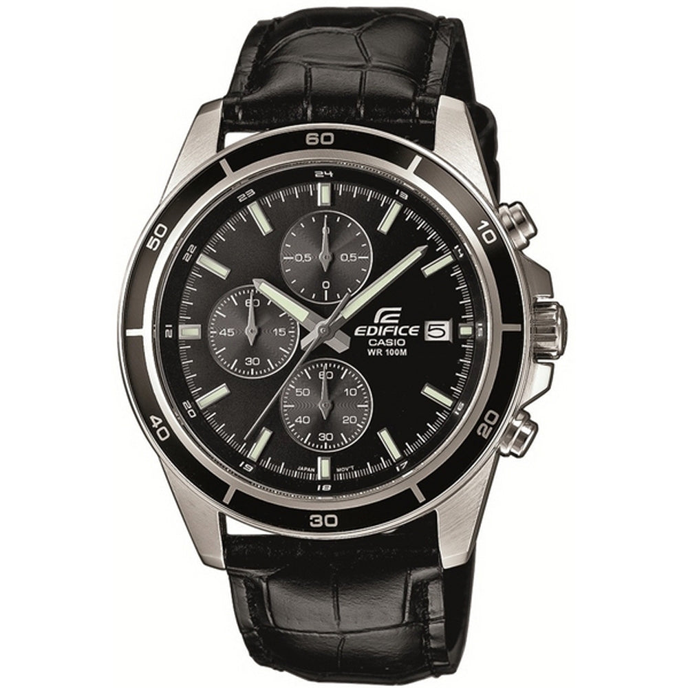 CASIO EDIFICE CLASSIC HRONOGRĀFS, ĀDAS SARNIŅA - MELNA EFR-526L-1AVUEF