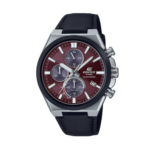 CASIO EDIFICE SOLAR POWERED CHRONOGRAPH, КОЖА - КРАСНЫЙ ****** EFS-S630BL-5AVUEF