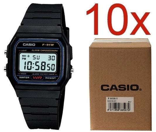 CASIO VINTAGE F-91W-1YEG **УПАКОВКА 10 ШТ** F-91W-1YEG-10