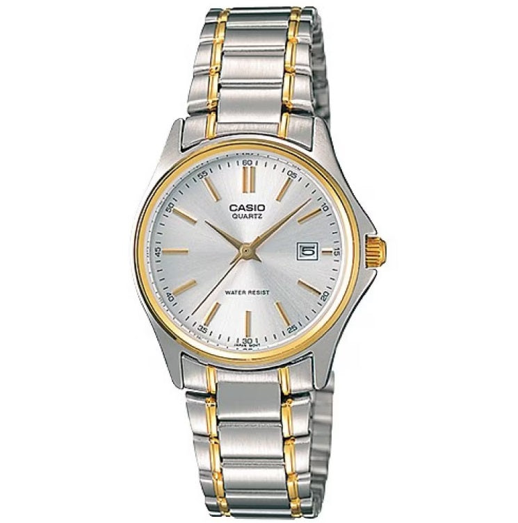 CASIO COLLECTION LADY DATE STEEL-GOLD - СЕРЕБРИСТЫЕ ЗОЛОТЫЕ ИНДЕКСЫ LTP-1183G-7ADF