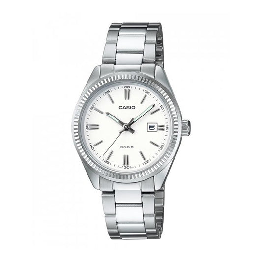 CASIO COLLECTION LADY DATE - WHITE LTP-1302PD-7A1VEG