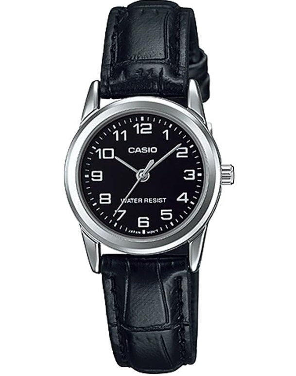 CASIO COLLECTION LADY 3H, КОЖАНЫЙ РЕМЕШОК - ЧЕРНЫЙ LTP-V001L-1BUDF