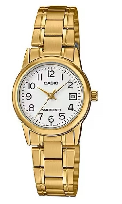 CASIO COLLECTION LADY DATE, ZELTS - BALTS LTP-V002G-7B2UDF