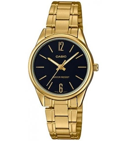 CASIO COLLECTION ONLY TIME LADY, GOLD - BLACK LTP-V005G-1BUDF
