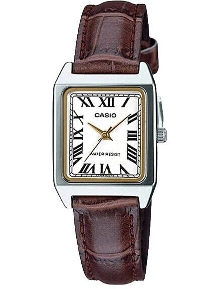 CASIO COLLECTION LADY TANK, ALLOY, LEATHER - WHITE LTP-V007L-7B2UDF
