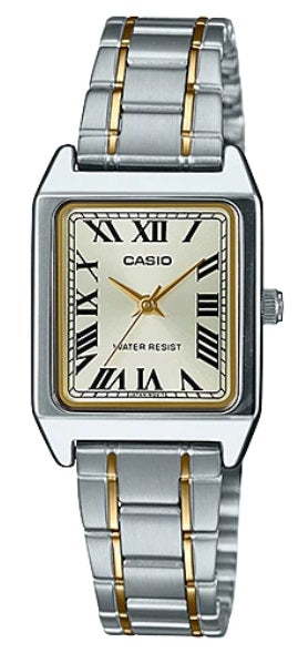 CASIO COLLECTION LADY TANK, ALLOY, SILVER&GOLD - CHAMPAGNE LTP-V007SG-9BUDF