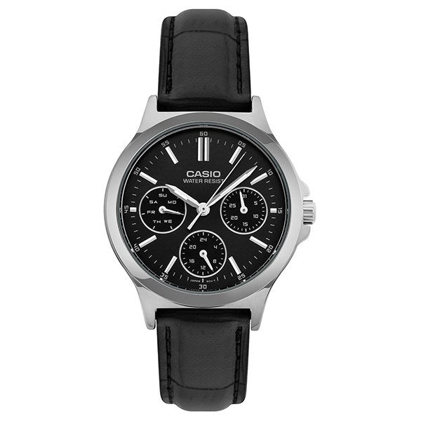 CASIO COLLECTION LADY MULTIFUNCTION, LEATHER - BLACK LTP-V300L-1AUDF