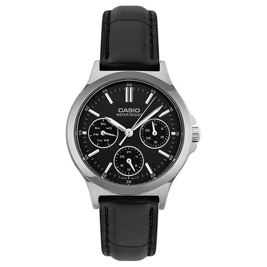 CASIO COLLECTION LADY MULTIFUNCTION, КОЖА - ЧЕРНЫЕ LTP-V300L-1AUDF