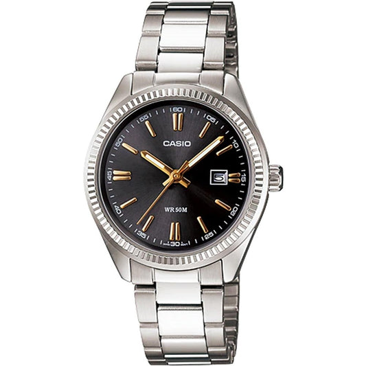 CASIO COLLECTION DATE - BLACK, GOLD INDEXES MTP-1302D-1A2VDF
