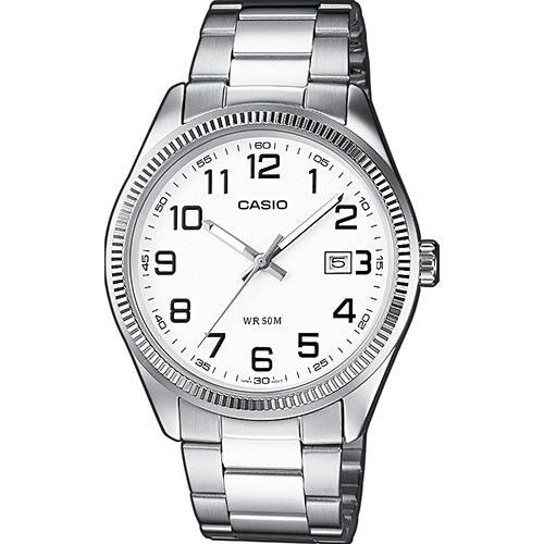 CASIO COLLECTION DATE - WHITE, ARAB NUMBERS MTP-1302PD-7BVDF