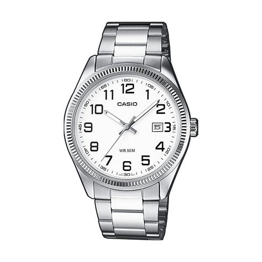 CASIO COLLECTION DATE - WHITE, ARAB NUMBERS MTP-1302PD-7BVEF
