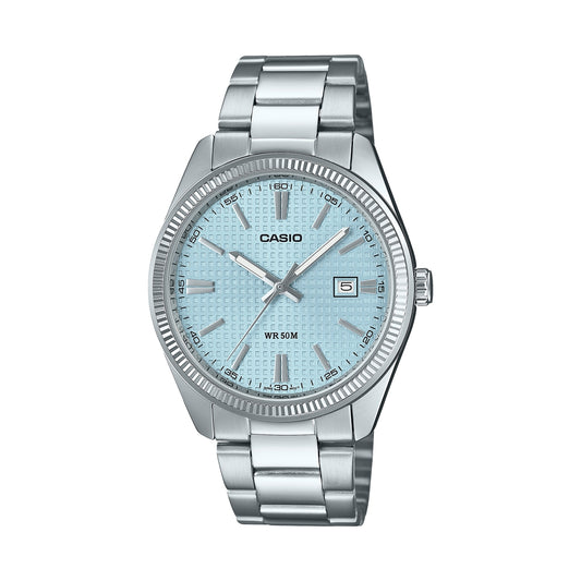 CASIO COLLECTION DATE - GOLF BALL DIAL - LIGHT BLUE MTP-1302PE-2AVEF