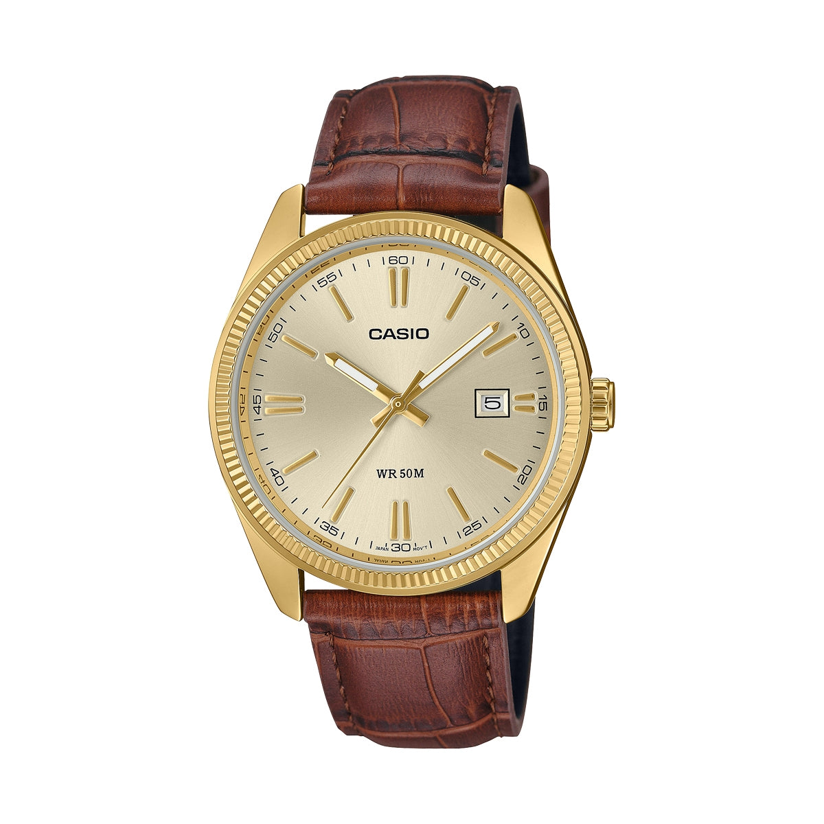 CASIO COLLECTION DATE GOLD, КОЖА - ЦВЕТ ШАМПАНСКОГО MTP-1302PGL-9AVEF