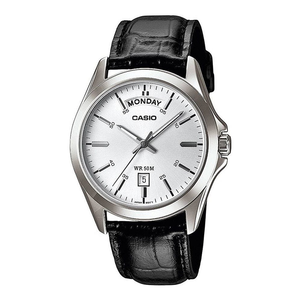 CASIO COLLECTION DAY DATE - LEATHER, WHITE MTP-1370L-7AVDF