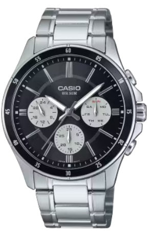 CASIO COLLECTION DAUDZFUNKCIONĀLS KALENDĀRS – MELN-BALTS PANDA MTP-1374D-1A3VDF